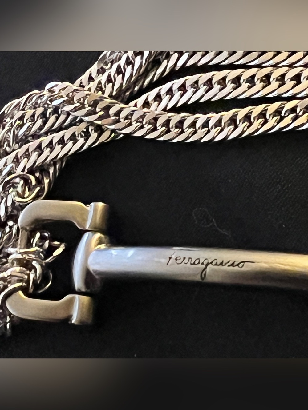 Salvatore Ferragamo Custom Necklace | Gunmetal Horsebit Hardware 15-16ā - Picture 4 of 10